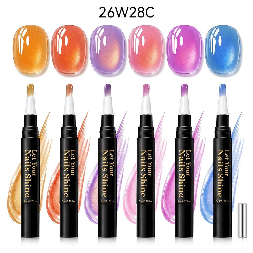 5 in 1 Aurora Gel Nail Polish Pen with Base Color and Top Coat