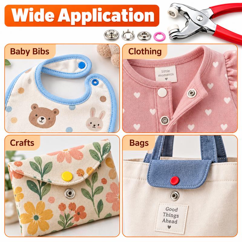 🧵 100Pcs Invisible Colored Metal Buckle & Manual Pressure Pliers | Quick Clothing Repair & DIY