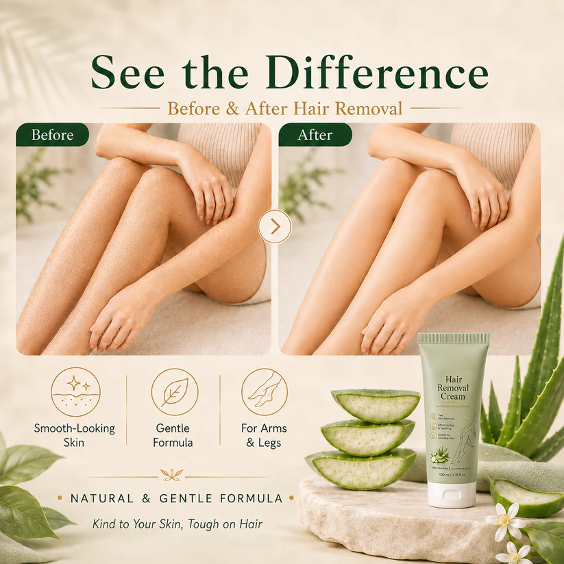 Natural Gentle Hair Removal Cream | For Women & Men, Sensitive Skin