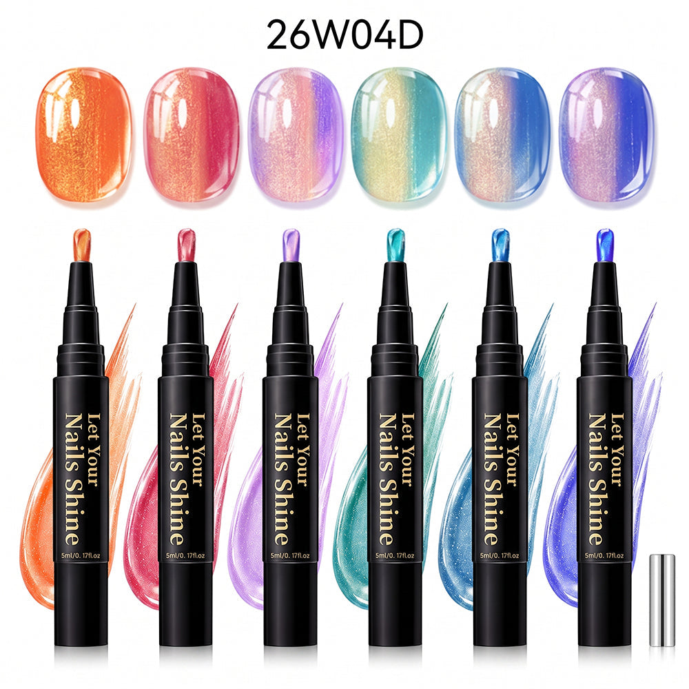 5 in 1 Aurora Gel Nail Polish Pen with Base Color and Top Coat
