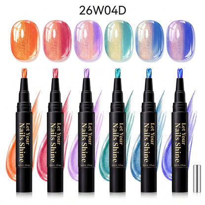 5 in 1 Aurora Gel Nail Polish Pen with Base Color and Top Coat