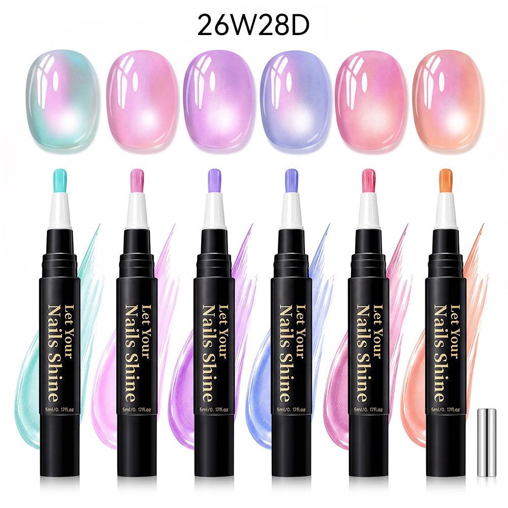 5 in 1 Aurora Gel Nail Polish Pen with Base Color and Top Coat