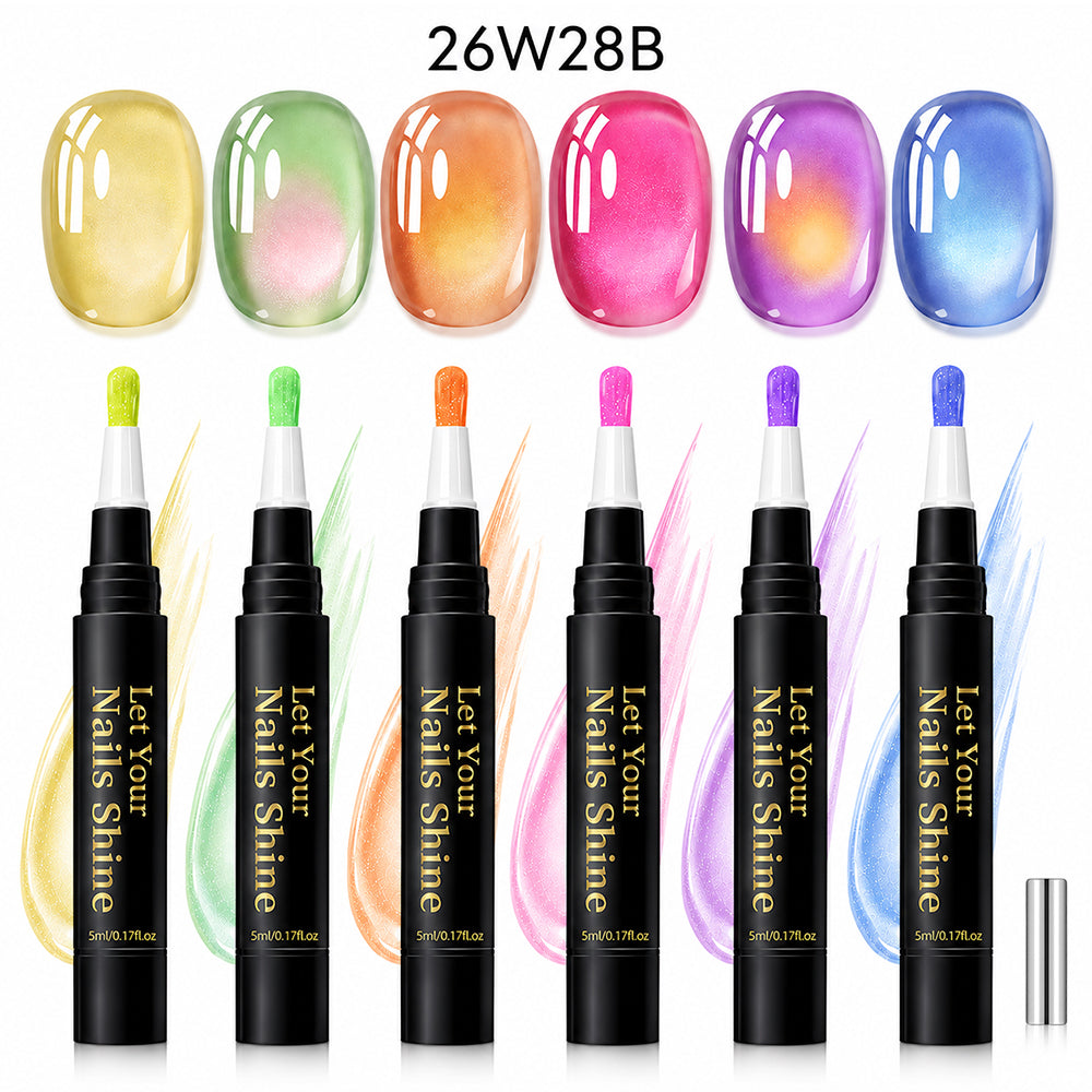 5 in 1 Aurora Gel Nail Polish Pen with Base Color and Top Coat