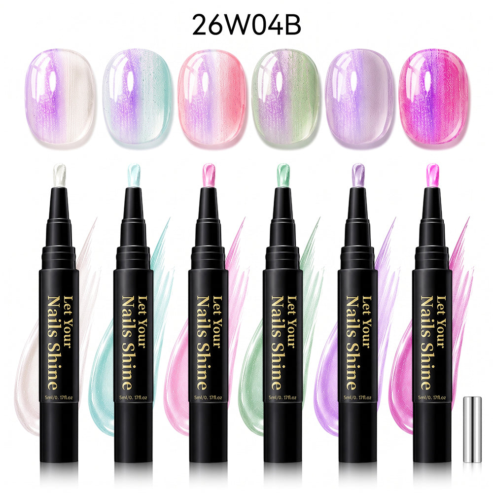 5 in 1 Aurora Gel Nail Polish Pen with Base Color and Top Coat