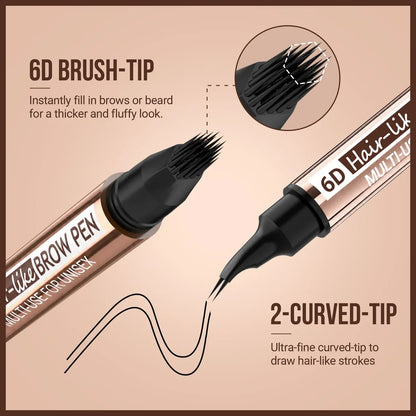 6D Hair-Like Finish Multi-Use Unisex 2-in-1 Brows & Beard Pen