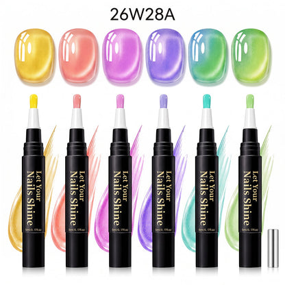 5 in 1 Aurora Gel Nail Polish Pen with Base Color and Top Coat