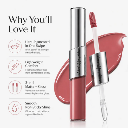 Perfect Twin Lip — Dual-Ended Liquid Lipstick with Velvet Matte Color and Glossy Shine