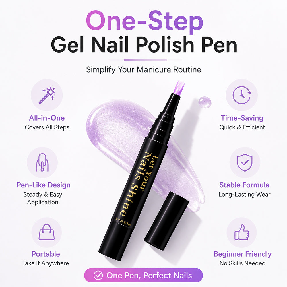 5 in 1 Aurora Gel Nail Polish Pen with Base Color and Top Coat