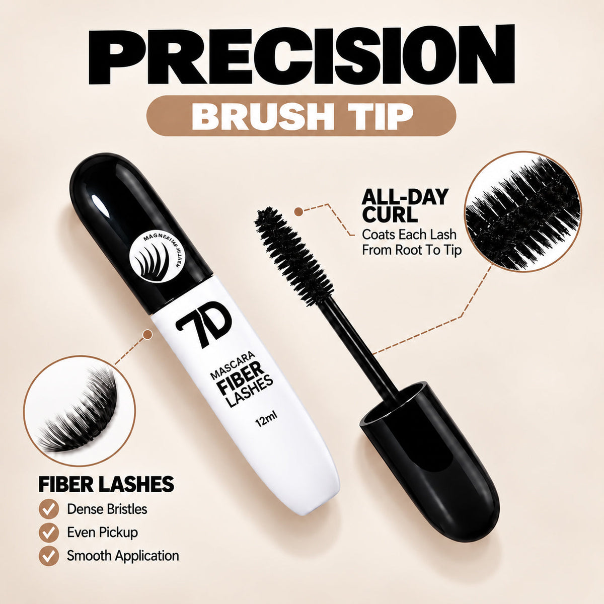 7D Silk Fiber Black Lengthening Mascara - Adult Beauty Makeup✨