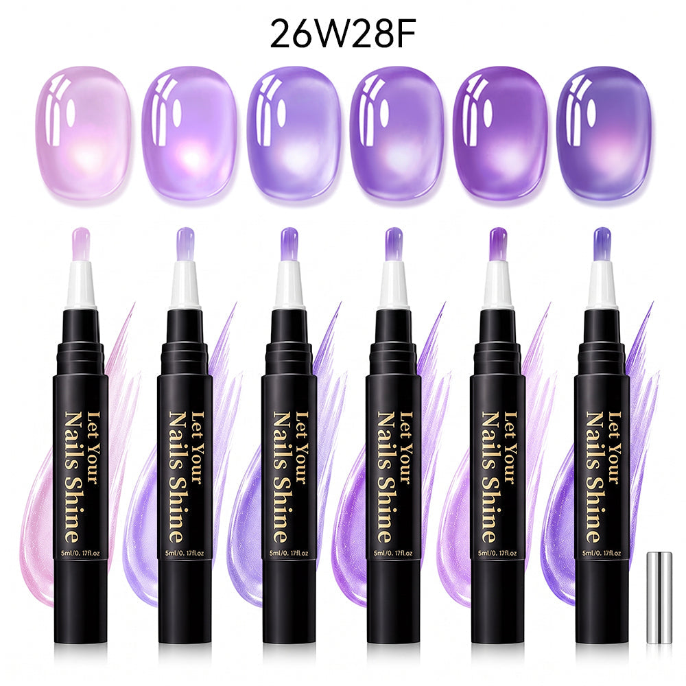 5 in 1 Aurora Gel Nail Polish Pen with Base Color and Top Coat