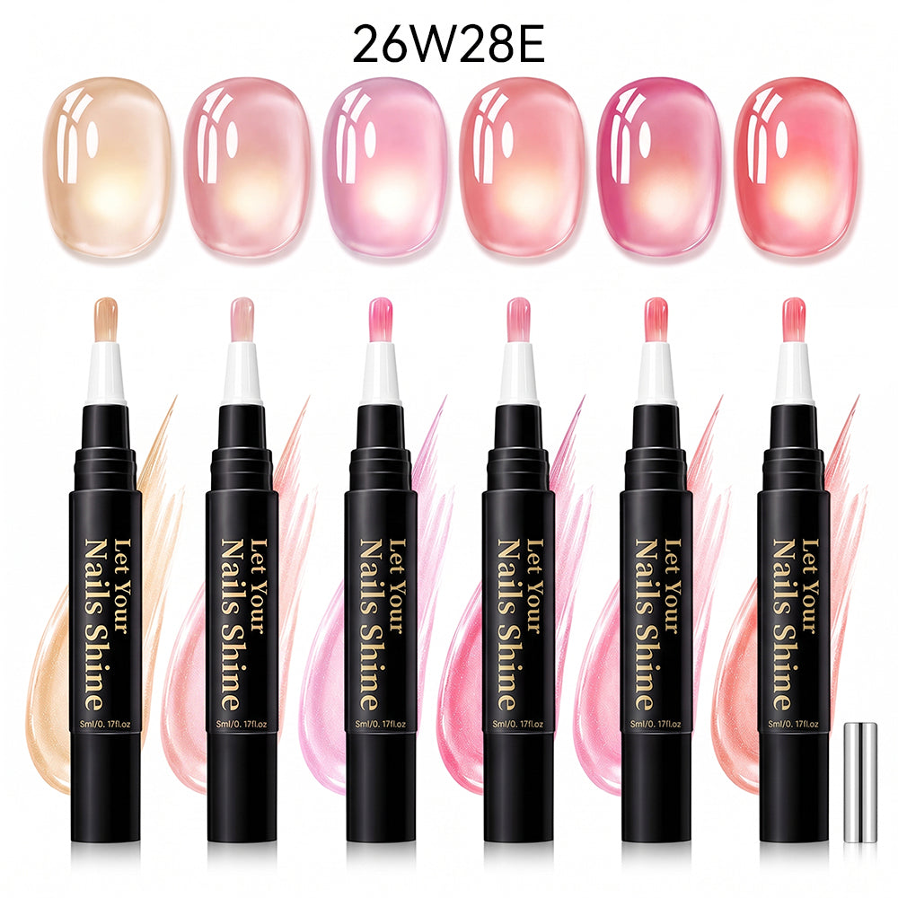 5 in 1 Aurora Gel Nail Polish Pen with Base Color and Top Coat