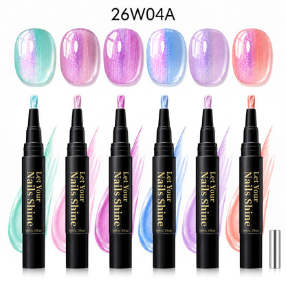 5 in 1 Aurora Gel Nail Polish Pen with Base Color and Top Coat