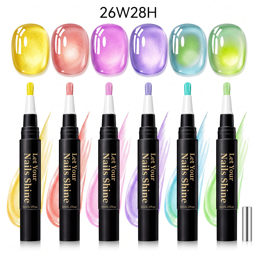 5 in 1 Aurora Gel Nail Polish Pen with Base Color and Top Coat
