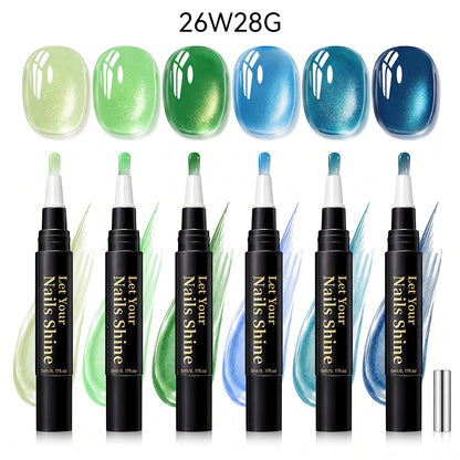 5 in 1 Aurora Gel Nail Polish Pen with Base Color and Top Coat
