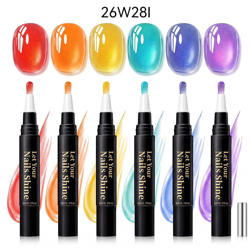 5 in 1 Aurora Gel Nail Polish Pen with Base Color and Top Coat