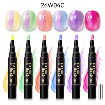 5 in 1 Aurora Gel Nail Polish Pen with Base Color and Top Coat
