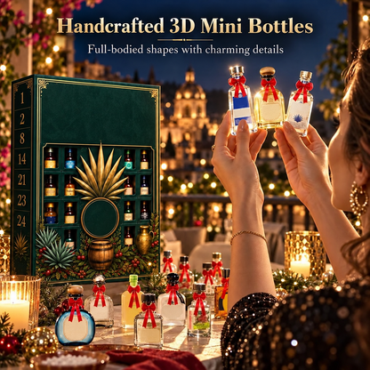 🎁✨24-Day Mini Tequila Bottle Advent Blind Box for Holiday Celebration, Bar Table Decor, Collector Gift & Family Countdown