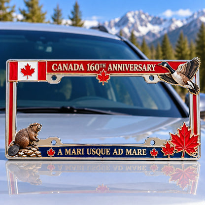 🍁🚗 Canada 160th Anniversary Commemorative Metal License Plate Frame