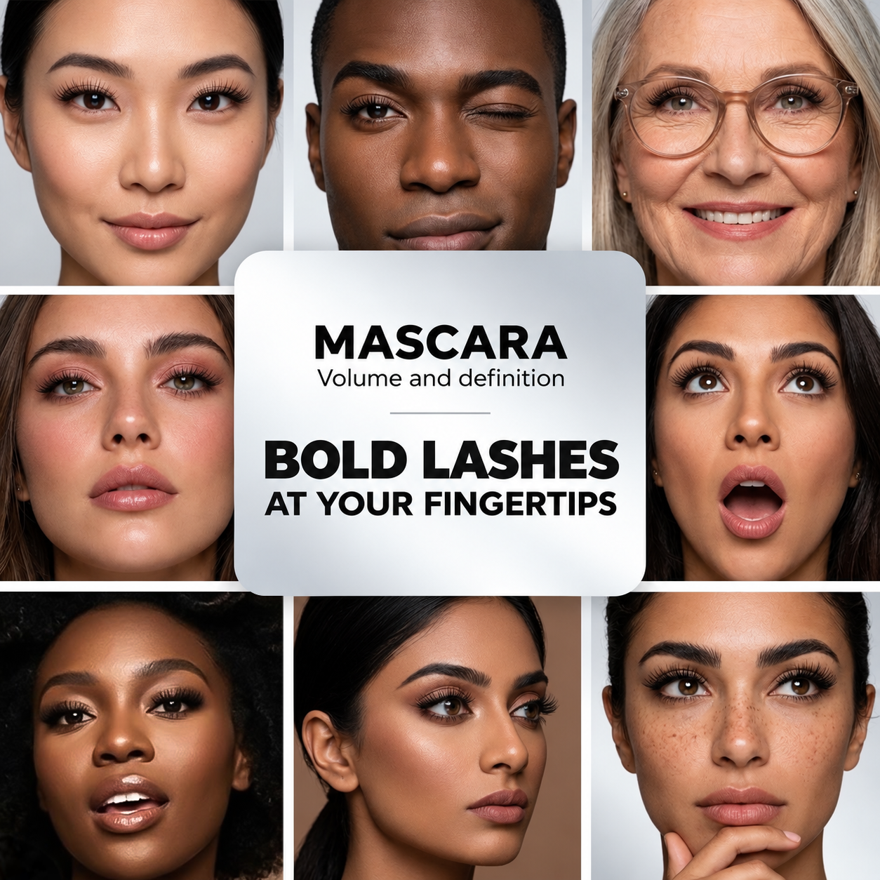 Three eye makeup looks with bold, defined lashes