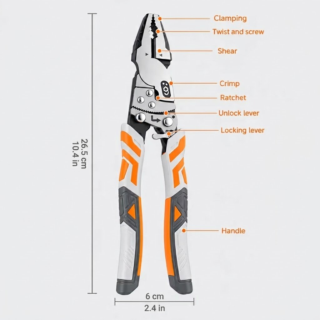 9-Inch Ratcheting Self-Locking Multifunction Pliers