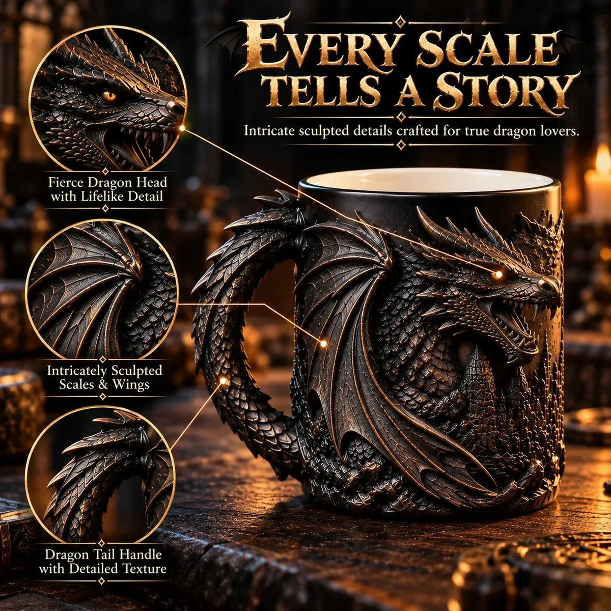 🐉 Dragonfire 3D Heat-Reveal Magic Mug | Add a Hot Drink. Awaken the Dragon！！！🔥