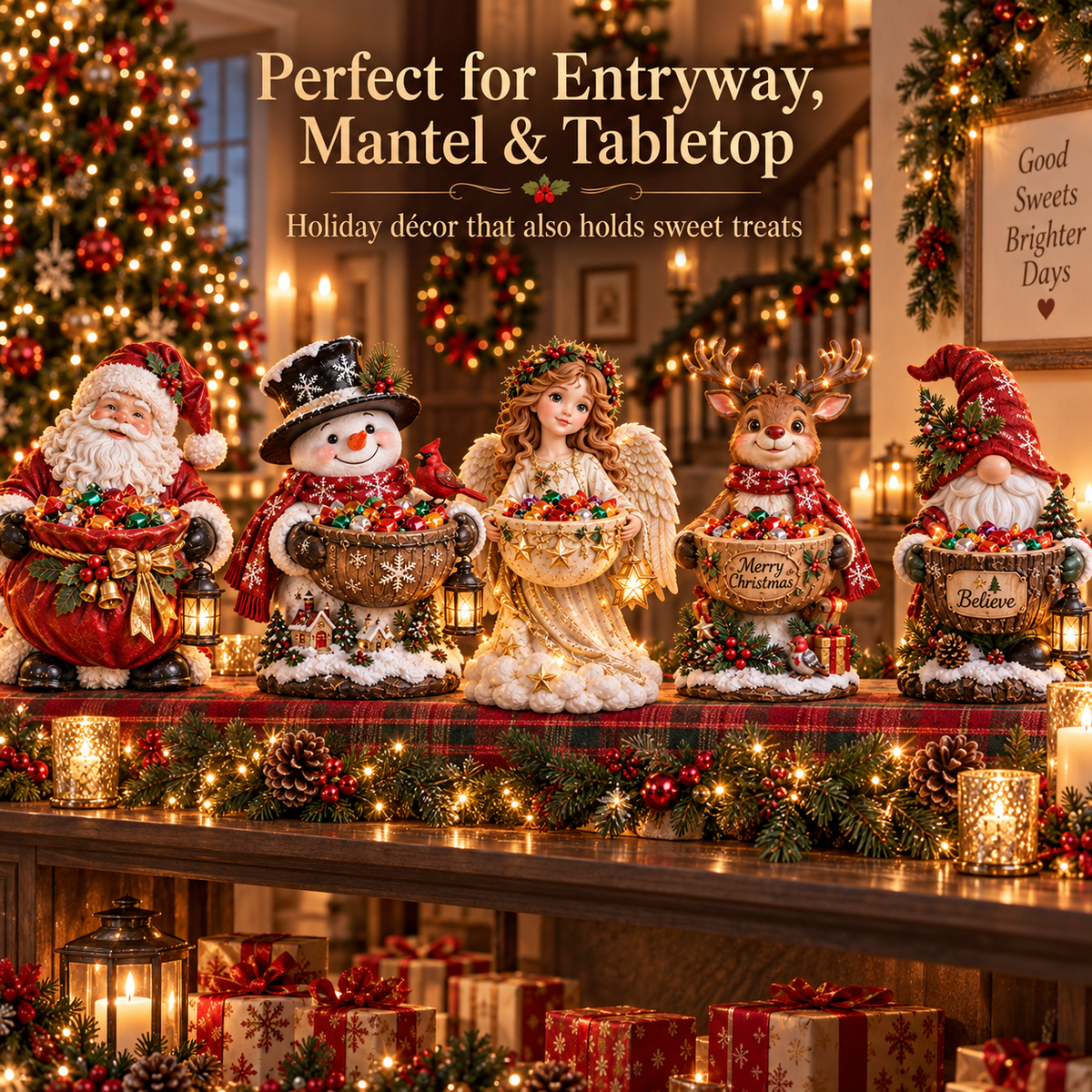 🎄✨ Lighted Christmas Candy Bowl Collection – 5 Festive Holiday Designs