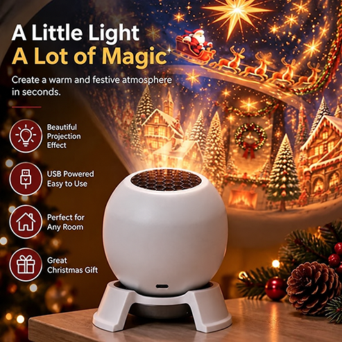 🎅 Turn Any Room Into a Christmas Wonderland – Holiday Projection Night Light