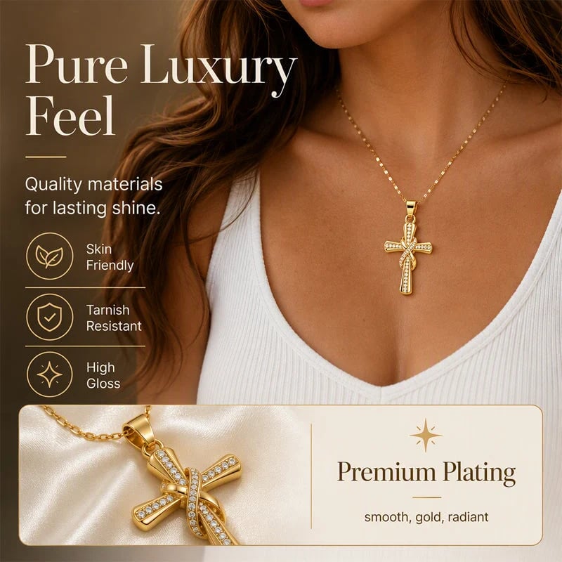 💫 LIMITED TIME 49% OFF! Women's Sparkling Twisted Knot Cross Pendant Necklace – Elegant Faith-Inspired Design with Brilliant Shine ✨